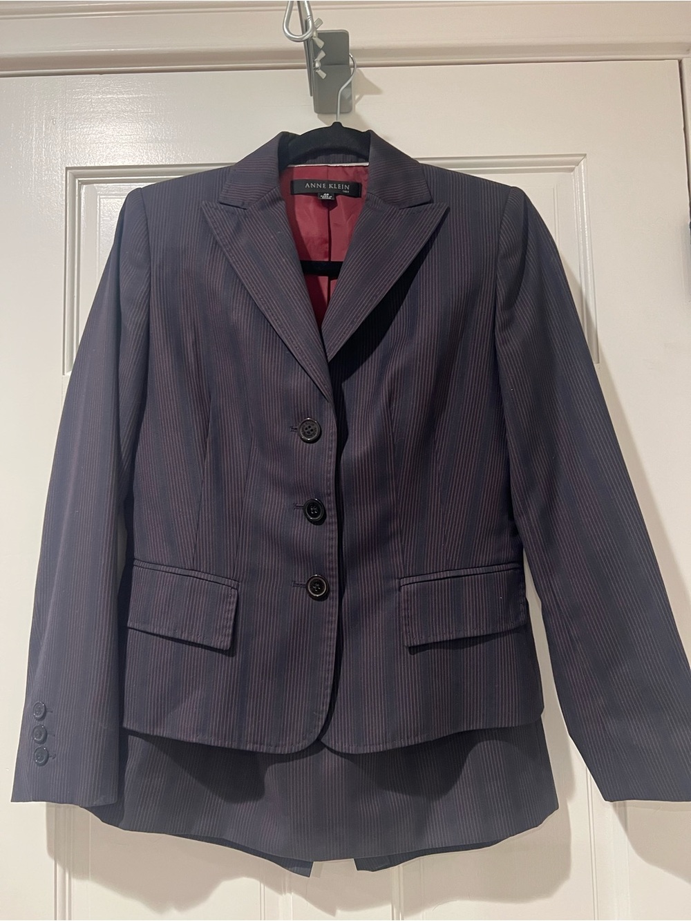 Anne Klein Women's Maroon Pinstripe Blazer